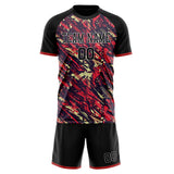 Custom Black Red GeometricalPattern Soccer Set