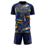 Custom Navy White GeometricalPattern Soccer Set