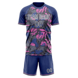 Custom Navy Gray GeometricalPattern Soccer Set