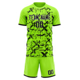 Custom Neon Green Black GeometricalPattern Soccer Set