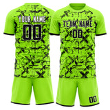 Custom Neon Green Black GeometricalPattern Soccer Set