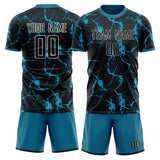 Custom Black Blue GeometricalPattern Soccer Set
