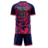 Custom Navy Red GeometricalPattern Soccer Set