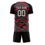 Custom Gray Red GeometricalPattern Soccer Set