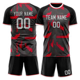 Custom Gray Red GeometricalPattern Soccer Set