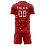 Custom Red Gold GeometricalPattern Soccer Set