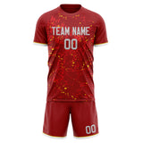 Custom Red Gold GeometricalPattern Soccer Set