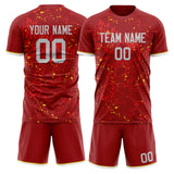 Custom Red Gold GeometricalPattern Soccer Set