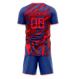 Custom Red Royal GeometricalPattern Soccer Set