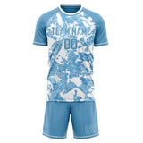 Custom Light Blue White GeometricalPattern Soccer Set