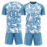 Custom Light Blue White GeometricalPattern Soccer Set