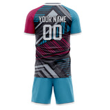Custom Gray Blue GeometricalPattern Soccer Set