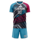 Custom Gray Blue GeometricalPattern Soccer Set