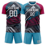 Custom Gray Blue GeometricalPattern Soccer Set