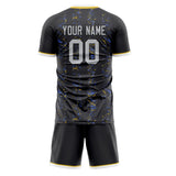 Custom Black Gray GeometricalPattern Soccer Set