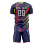 Custom Navy Red GeometricalPattern Soccer Set
