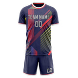 Custom Navy Red GeometricalPattern Soccer Set
