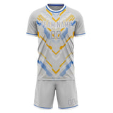 Custom Gray Gold GeometricalPattern Soccer Set