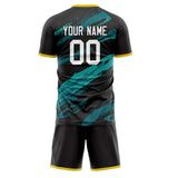 Custom Black Teal GeometricalPattern Soccer Set
