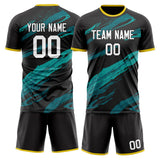 Custom Black Teal GeometricalPattern Soccer Set