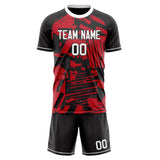 Custom Red Black GeometricalPattern Soccer Set