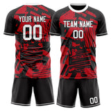 Custom Red Black GeometricalPattern Soccer Set