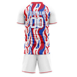 Custom White Red GeometricalPattern Soccer Set