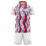 Custom White Red GeometricalPattern Soccer Set