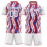 Custom White Red GeometricalPattern Soccer Set