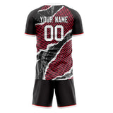 Custom Gray Red GeometricalPattern Soccer Set