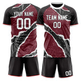 Custom Gray Red GeometricalPattern Soccer Set