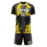 Custom Black Gold GeometricalPattern Soccer Set