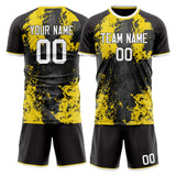 Custom Black Gold GeometricalPattern Soccer Set