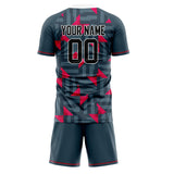 Custom Gray Red GeometricalPattern Soccer Set