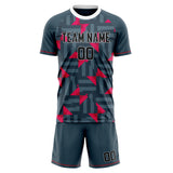 Custom Gray Red GeometricalPattern Soccer Set