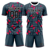 Custom Gray Red GeometricalPattern Soccer Set