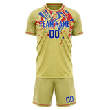 Custom Cream Royal GeometricalPattern Soccer Set