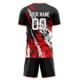 Custom Black Red GeometricalPattern Soccer Set