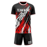 Custom Black Red GeometricalPattern Soccer Set