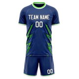 Custom Navy Neon Green GeometricalPattern Soccer Set