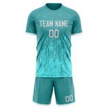 Custom Teal Light Teal GeometricalPattern Soccer Set
