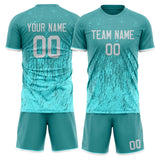 Custom Teal Light Teal GeometricalPattern Soccer Set