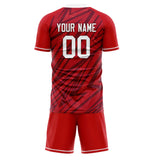 Custom Red White GeometricalPattern Soccer Set