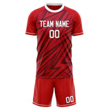 Custom Red White GeometricalPattern Soccer Set