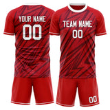 Custom Red White GeometricalPattern Soccer Set