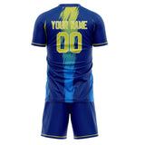 Custom Royal Yellow GeometricalPattern Soccer Set