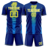 Custom Royal Yellow GeometricalPattern Soccer Set