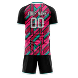Custom Pink Black GeometricalPattern Soccer Set