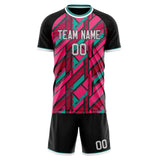 Custom Pink Black GeometricalPattern Soccer Set