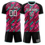 Custom Pink Black GeometricalPattern Soccer Set